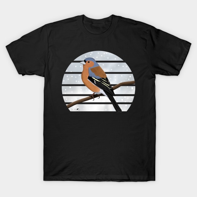 Chaffinch Winter Snow Bird Watching Birding Ornithologist Gift T-Shirt by jzbirds